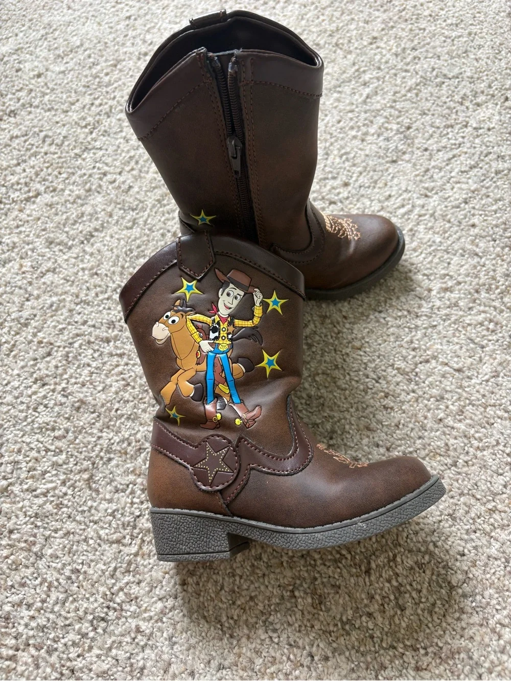 Toddler Toy Story Boots - Brown 6: Woody Western Style, Disney Licensed, Zipper